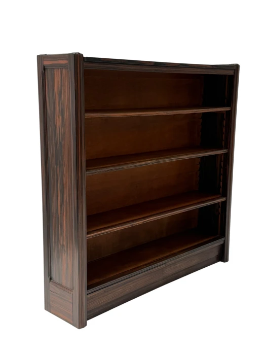 Art Deco Open Bookcase, Macassar Ebony with Oak Shelves, 1920s Design